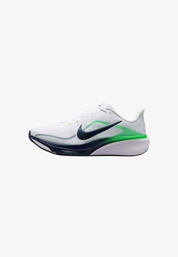 Nike Performance AIR ZOOM PEGASUS 42 - Road running shoes - white green spark midnight navy