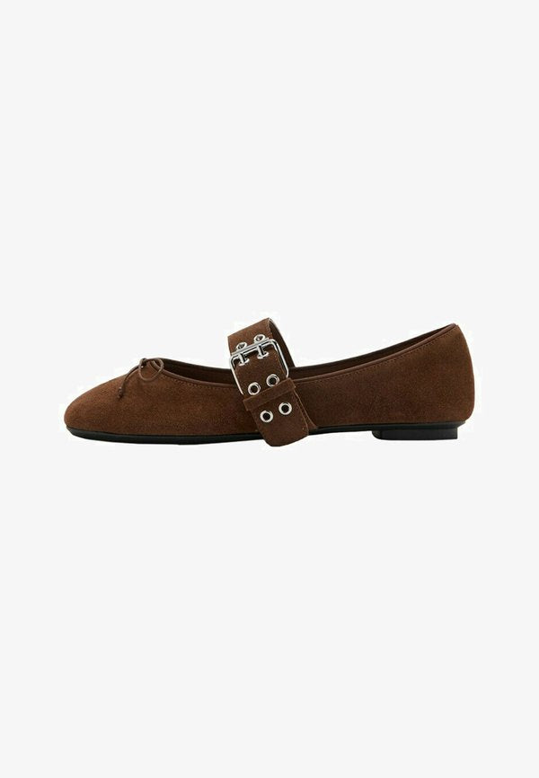 Mango Ankle strap ballet pumps - brown