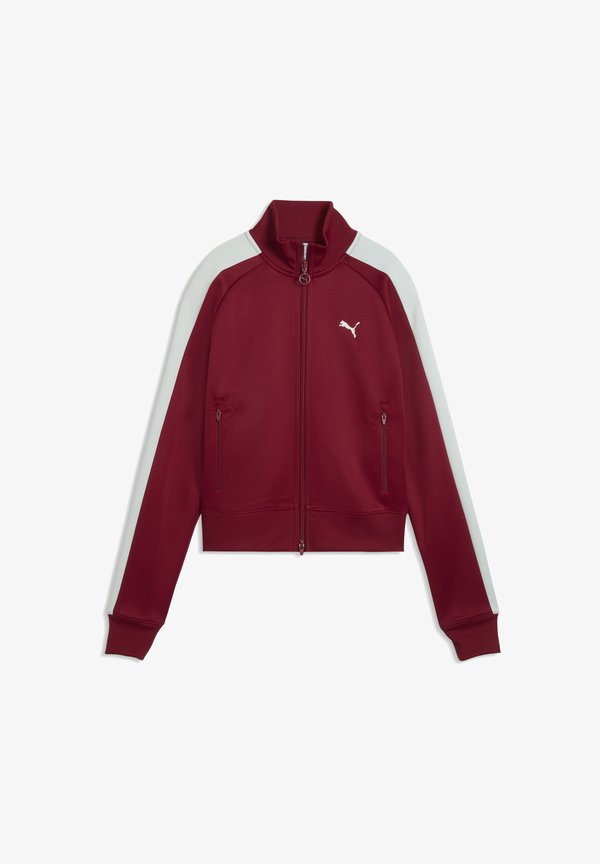 Puma T7 ALWAYS ON SHORT TRACK JACKET - Zip-up sweatshirt - garnet glow-créme de mint