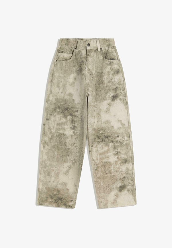 Bershka SUPER PRINTED - BAGGY - Trousers - evergreen
