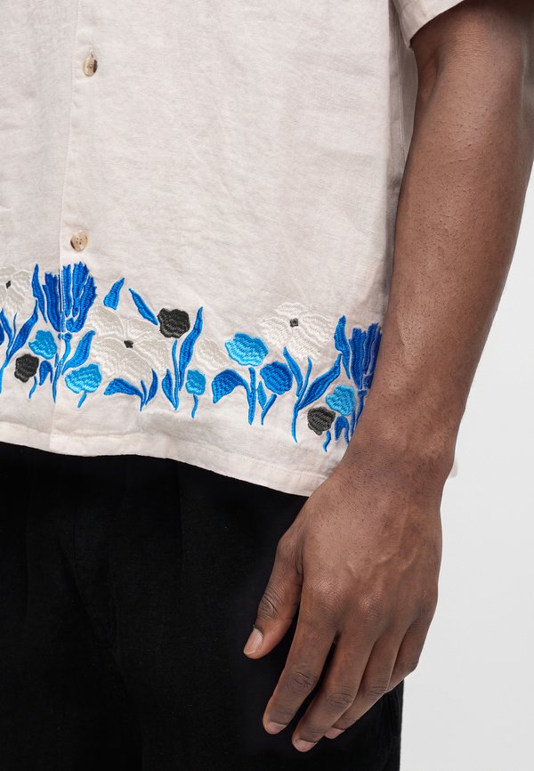 Bather PEARL LAWN CAMP SHIRT FLORAL EMBROIDERY