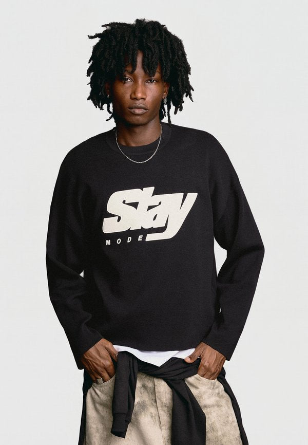 Bershka GRAPHIC - JUMPER - Jumper - black