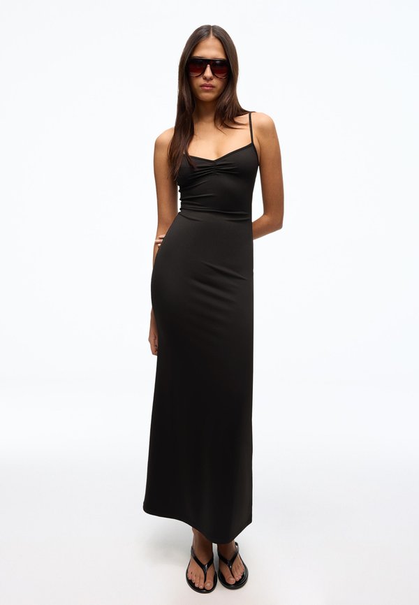 Bershka RUCHED STRAP MIDI - Day dress - black