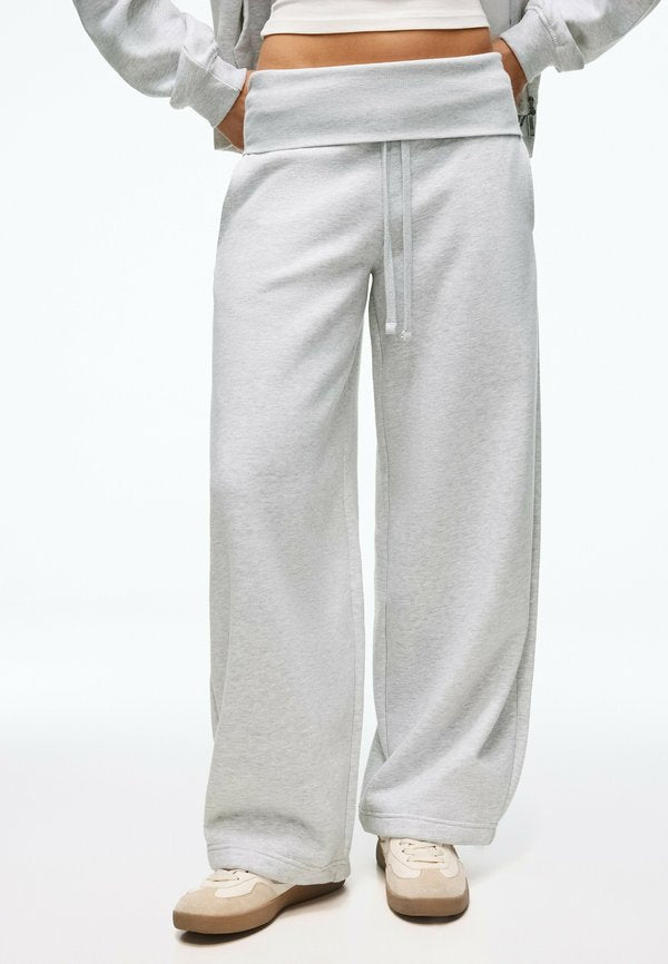 Bershka FOLD-OVER WAIST TROUSERS - Tracksuit bottoms - dark grey
