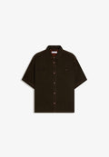 Bershka EMBROIDERED BOXY  - Shirt - dark brown