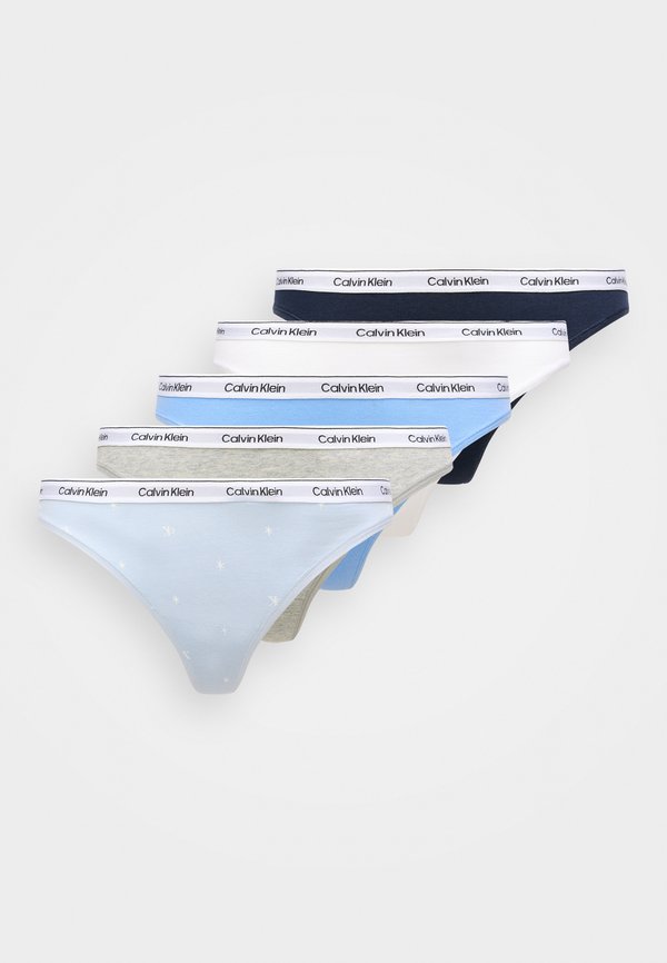 Calvin Klein Underwear ICON LOGO 5 PACK - Thong - shoreline/blue descent/white/grey