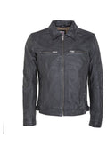 Lee Cooper LEATHER JACKET WITH COLLAR SHIRT - 2 SPLIT SIDE POCKETS -
