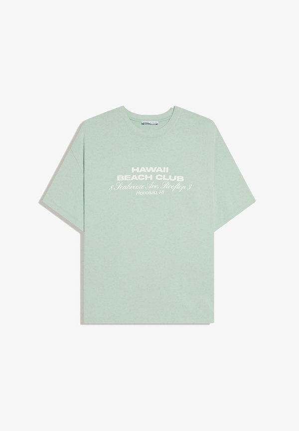Bershka PRINTED SHORT SLEEVE - T-SHIRT - Print T-shirt - green