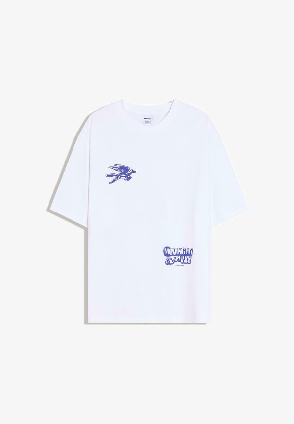 Bershka SHORT SLEEVE - Print T-shirt - white