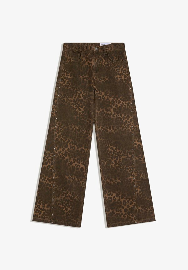 Bershka BACK DETAIL - Straight leg jeans - dark brown