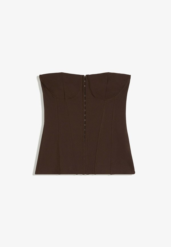 Bershka HOOK-FASTENING CORSET BANDEAU TOP - Top - dark brown