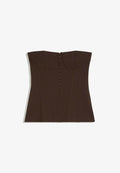 Bershka HOOK-FASTENING CORSET BANDEAU TOP - Top - dark brown