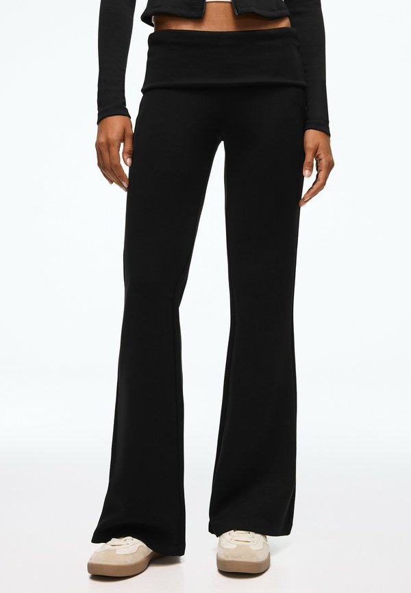 Bershka FLARED - TROUSERS - Trousers - black