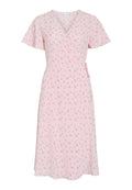 VILA VILOVIE S/S WRAP MIDI DRESS - NOOS