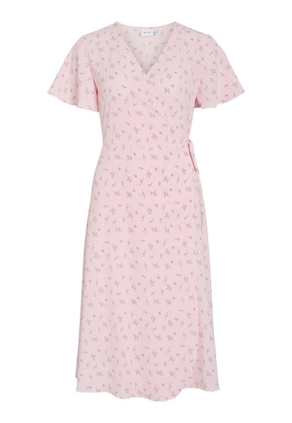 VILA VILOVIE S/S WRAP MIDI DRESS - NOOS