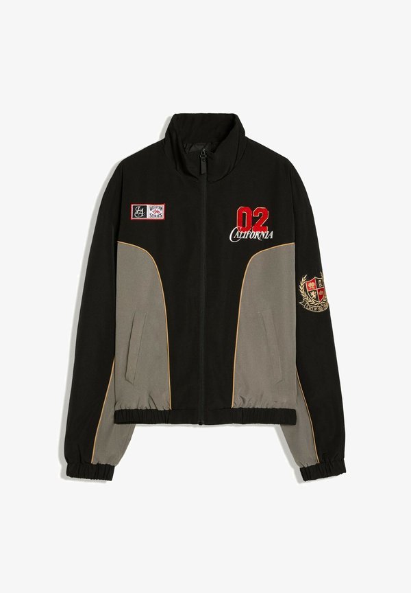 Bershka PRINTED ZIP-UP JACKET - Light jacket - black