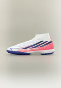 adidas Performance F50 HYPERFAST LEAGUE MID TF - Turf football boots - footwear white/solar purple/solar turbo