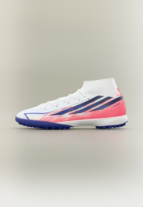 adidas Performance F50 HYPERFAST LEAGUE MID TF - Turf football boots - footwear white/solar purple/solar turbo