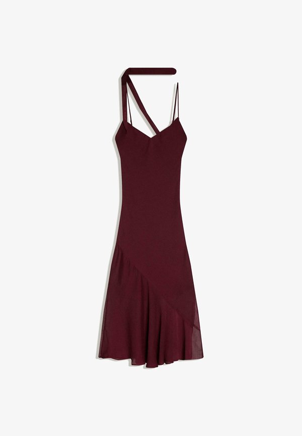 Bershka SCARF MIDI - Cocktail dress / Party dress - bordeaux