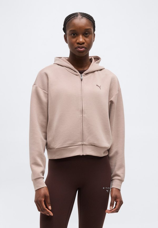 Puma HOODIE - Zip-up sweatshirt - sandstone heather