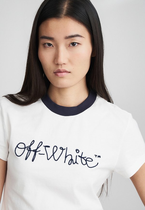 OFF-WHITE SCRIPT LOGO FITTED FITTED TEE