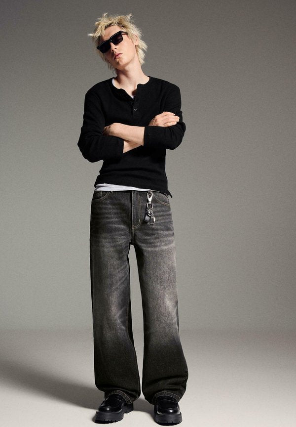 Bershka SUPER - Baggy Jeans - black