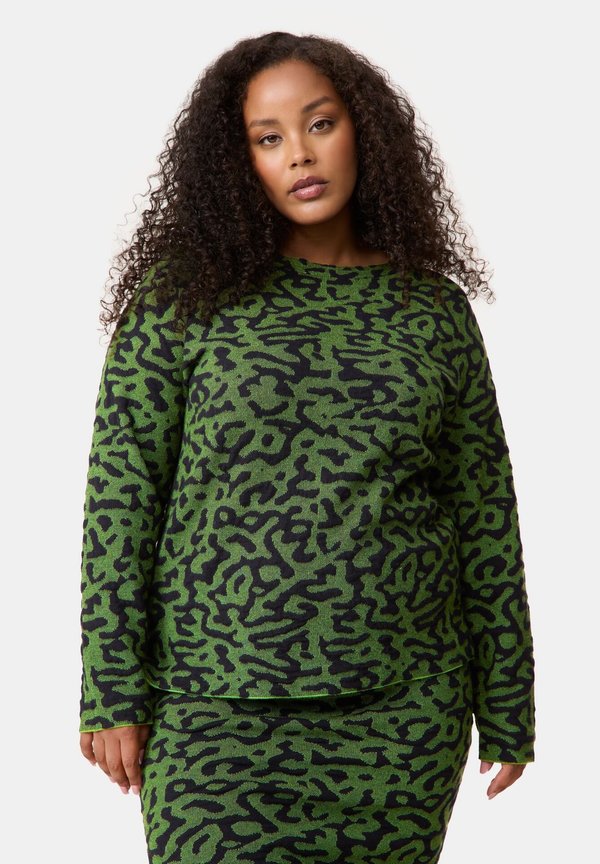 Samoon LANGARM RUNDHALS MIT ANIMAL JACQUARD