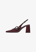 Bershka BLOCK WITH BUCKLES SLINGBACK - High heels - dark red