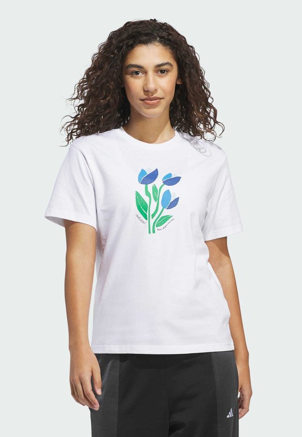 adidas Sportswear ADIDAS SPORTSWEAR FLORAL BLOOM AT YOUR OWN PACE GRAPHIC T-SHIRT - Print T-shirt - white