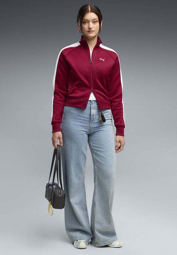 Puma T7 ALWAYS ON SHORT TRACK JACKET - Zip-up sweatshirt - garnet glow-créme de mint