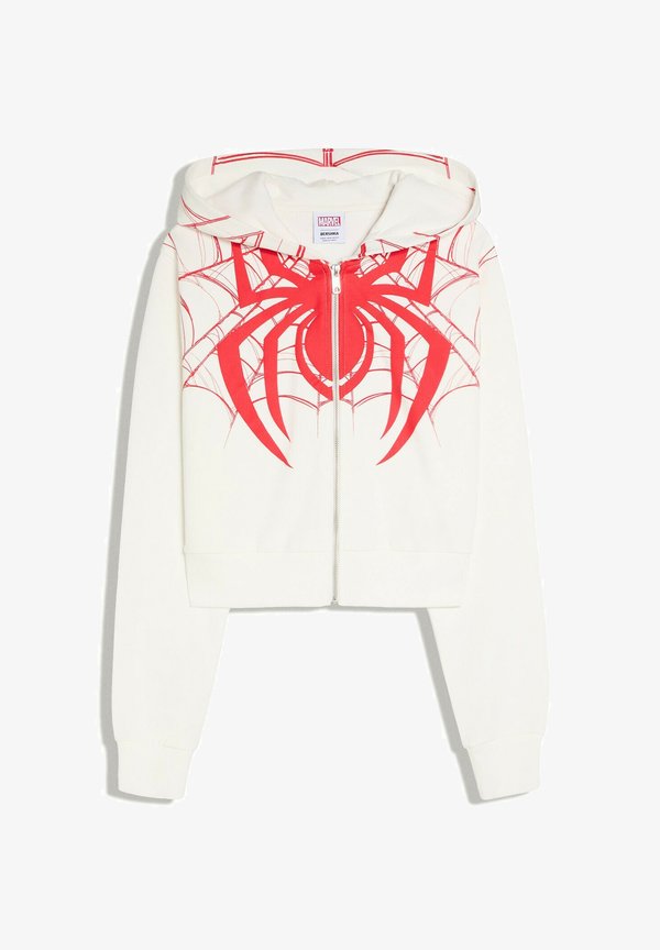 Bershka SPIDER PRINT HOODED JACKET - Zip-up sweatshirt - white