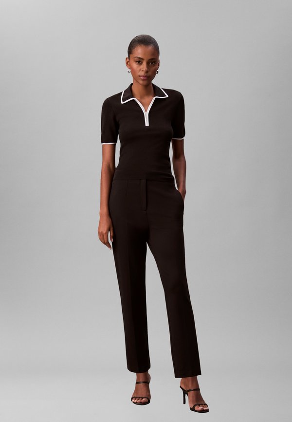 Calvin Klein PONTE DART FRONT PANT - Trousers - black