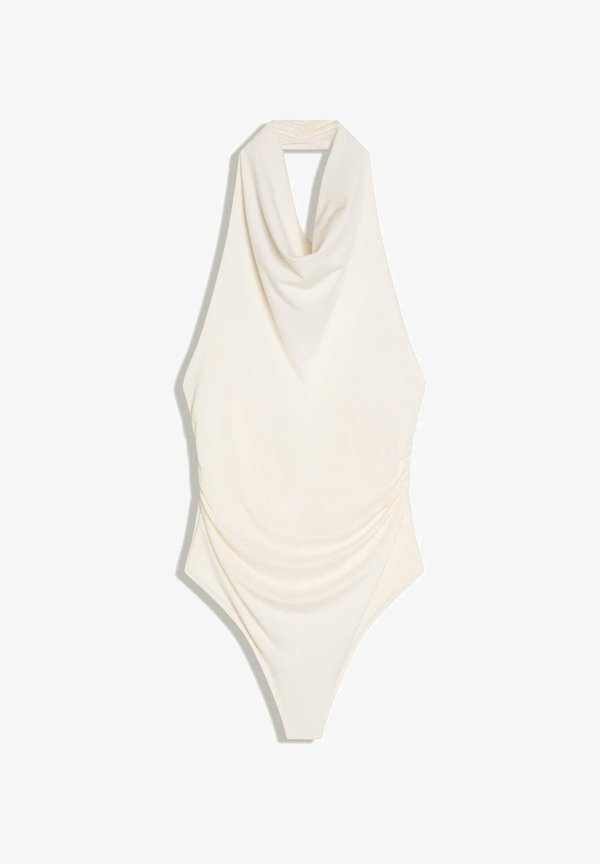 Bershka GATHERED HALTER-NECK - BODYSUIT - Top - beige