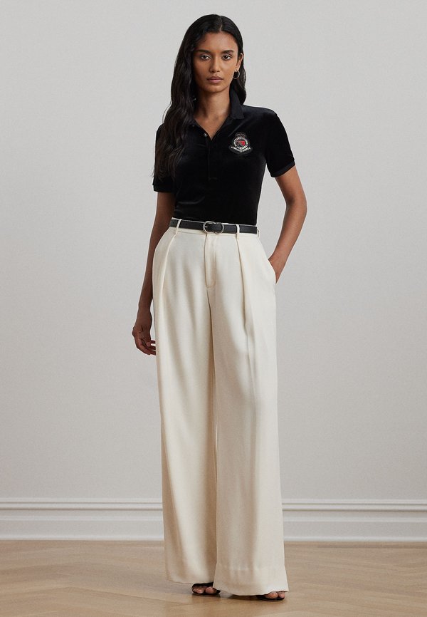 Lauren Ralph Lauren BEADED CREST STRETCH VELVET POLO SHIRT