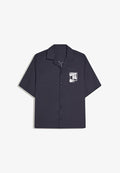 Bershka BOXY PRINT FLOCK - SHIRT - Shirt - royal blue