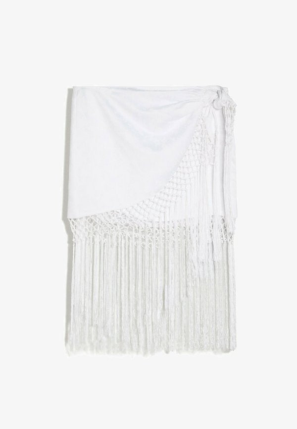 Bershka JACQUARD MINI SKIRT - Pencil skirt - white