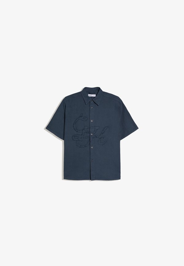 Bershka SHORT SLEEVE EMBROIDERED - Shirt - royal blue