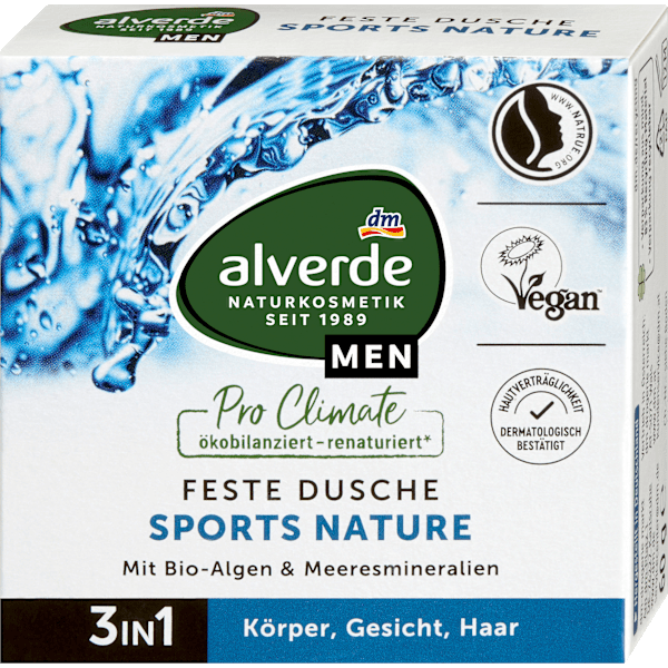 Festes Duschgel Sports Nature 3in1 alverde MEN