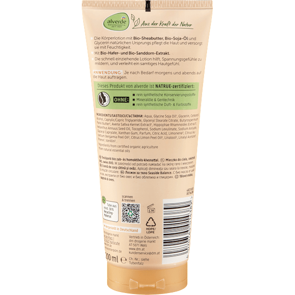 Bodylotion Sanddorn Hafer alverde NATURKOSMETIK