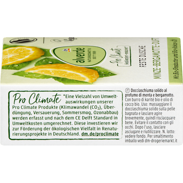 Festes Duschgel Minze-Bergamotte Duft alverde NATURKOSMETIK