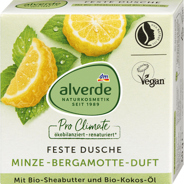 Festes Duschgel Minze-Bergamotte Duft alverde NATURKOSMETIK
