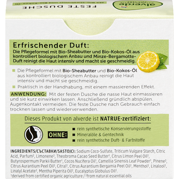 Festes Duschgel Minze-Bergamotte Duft alverde NATURKOSMETIK