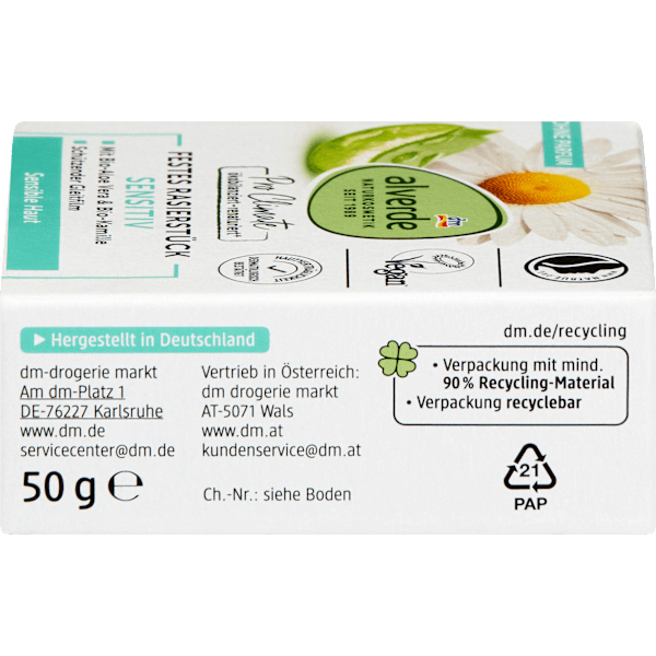 Festes Rasierstück Aloe Vera & Kamille alverde NATURKOSMETIK
