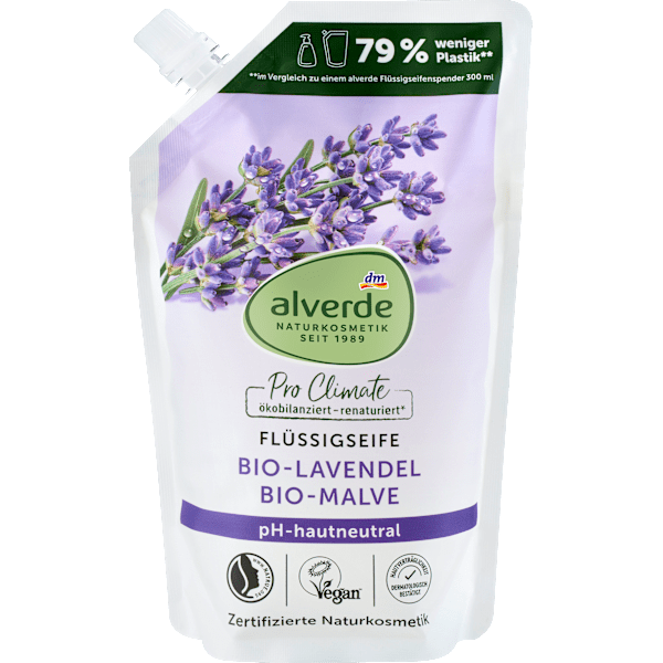 Flüssigseife Lavendel, Malve Nachfüllpack alverde NATURKOSMETIK