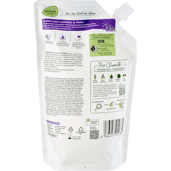 Flüssigseife Lavendel, Malve Nachfüllpack alverde NATURKOSMETIK