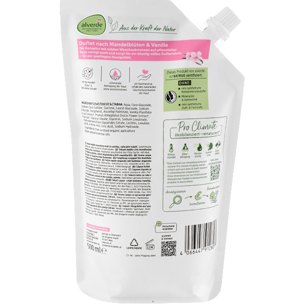 Flüssigseife Mandelblüte & Vanille, Nachfüllpack alverde NATURKOSMETIK