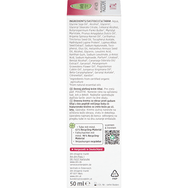 Gesichtscreme Anti-Falten Vital reife Haut alverde NATURKOSMETIK