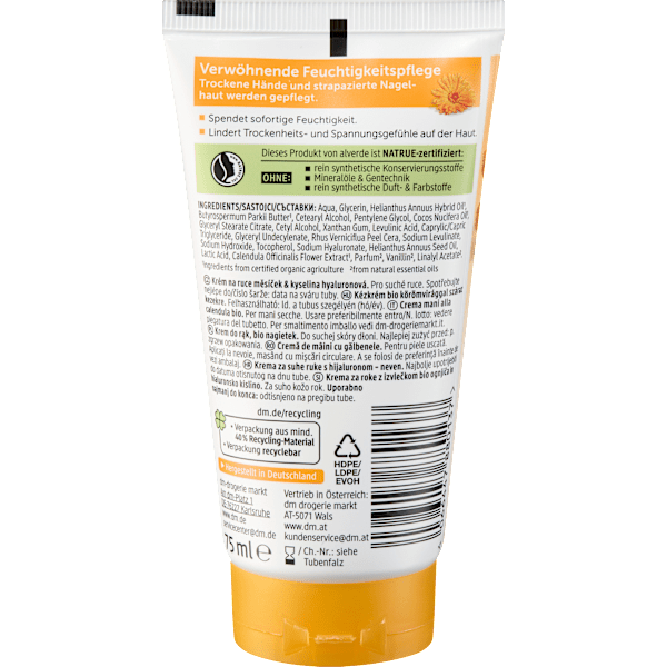 Hand- & Nagelcreme Calendula & Hyaluronsäure alverde NATURKOSMETIK