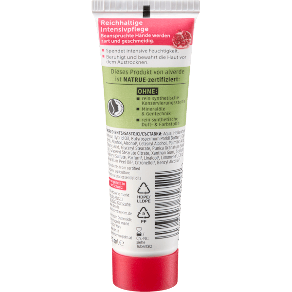 Handcreme Granatapfel & Karitébutter, Reisegröße alverde NATURKOSMETIK