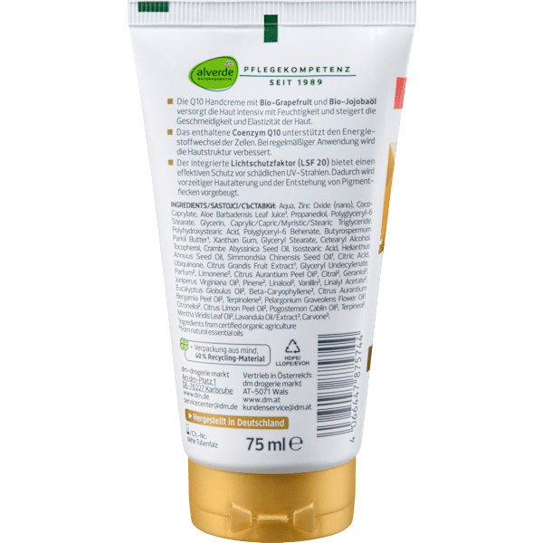 Handcreme Q10 mit LSF 20 alverde NATURKOSMETIK
